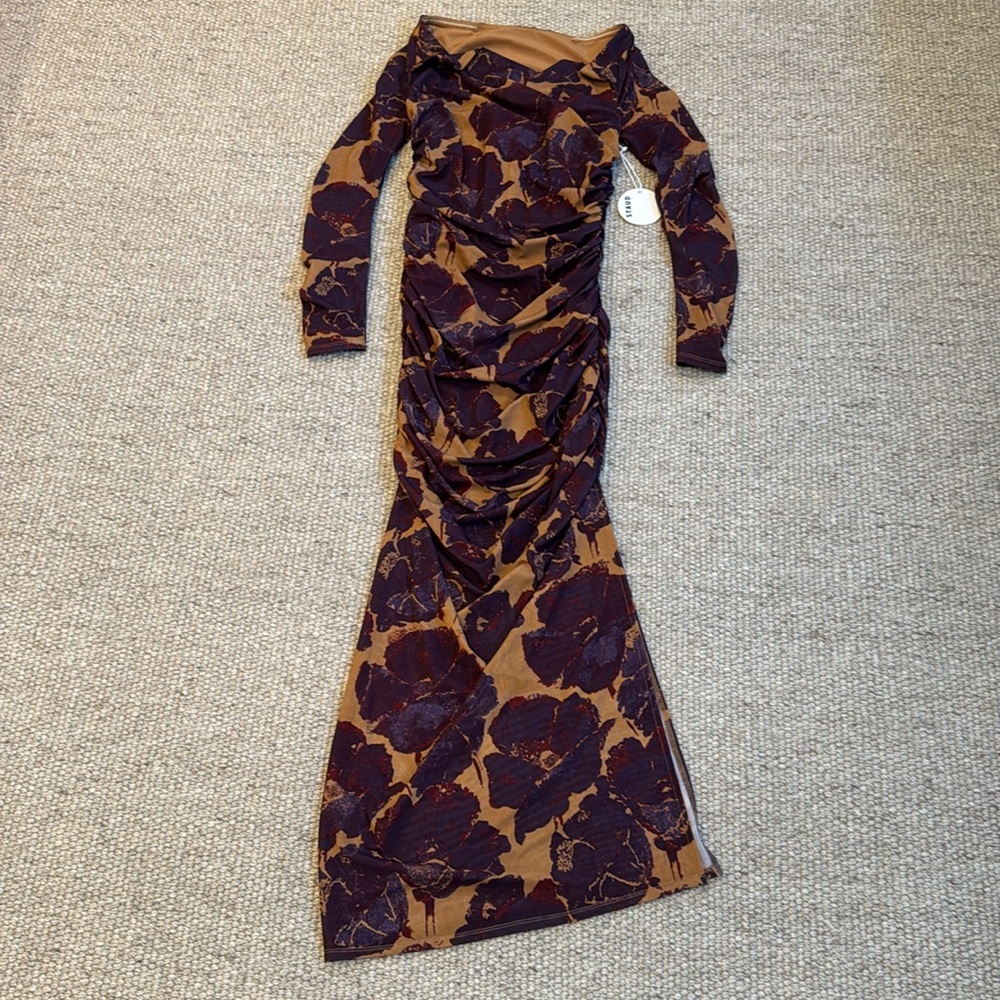 STAUD Solana Floral Print Long Sleeve Maxi Dress Dried Pressed Flowers NWT - Picture 5 of 15